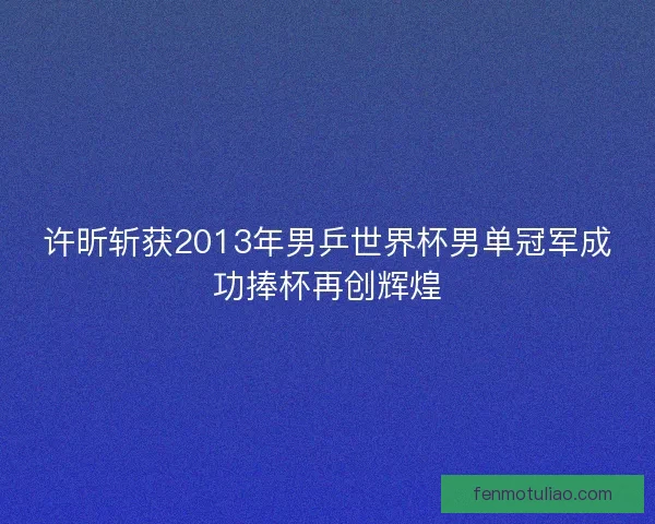 许昕斩获2013年男乒世界杯男单冠军成功捧杯再创辉煌