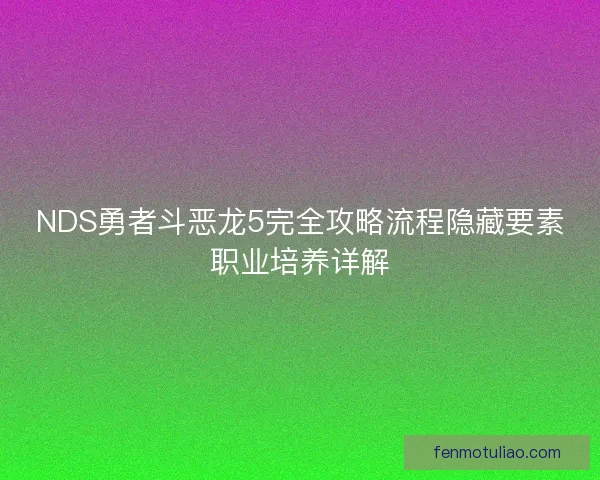 NDS勇者斗恶龙5完全攻略流程隐藏要素职业培养详解