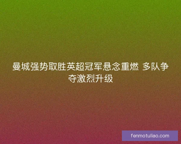 曼城强势取胜英超冠军悬念重燃 多队争夺激烈升级