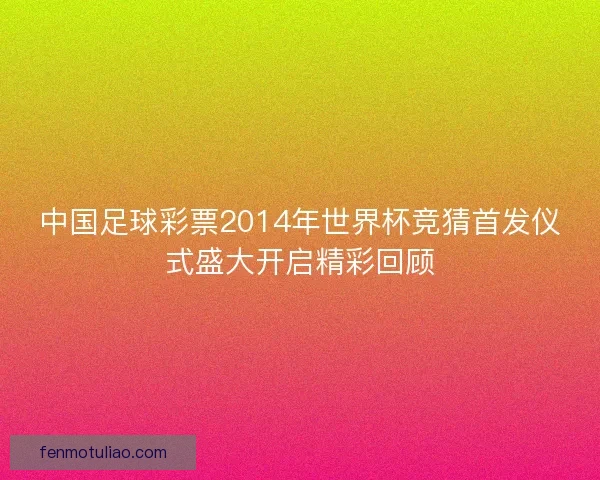 中国足球彩票2014年世界杯竞猜首发仪式盛大开启精彩回顾