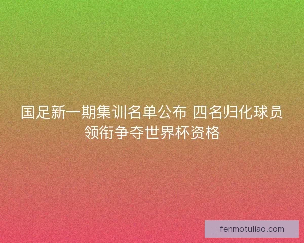 国足新一期集训名单公布 四名归化球员领衔争夺世界杯资格